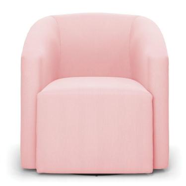 Imagem de Poltrona Stella Max Suede Rosa Bebê Base Giratória - D'rossi