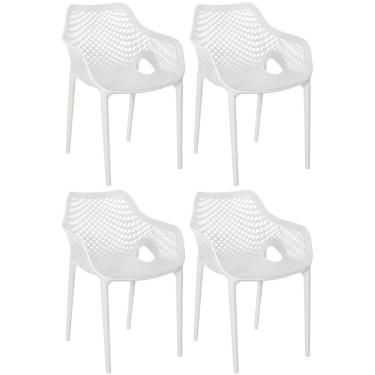 Imagem de Kit 4 Cadeiras De Jantar Design Suits Com Braços Empilhável Em Polipropileno - Branco