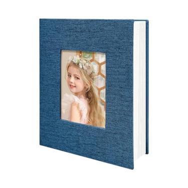 Imagem de HoneyTolly Álbum de fotos 10 x 15 bolsos para presentes de casamento, livro de memórias de capa dura de linho, álbuns de fotos para casamento, família, aniversário, bebê, fotos de férias