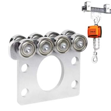 Imagem de Conjunto de carrinho de viga de 8 rodas para uso com Unistrut trilho de canal de suporte de 3,5 cm de largura e mais alto para carrinho de elevação ou rolos de porta deslizante, sistema de trilho de