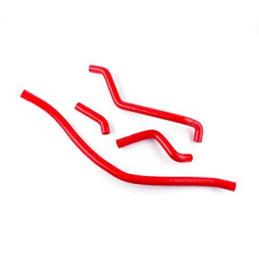 Imagem de XAJINGSU Kit de mangueira de refrigeração de radiador de silicone compatível com ATV 2004-2006 Kawasaki KFX700 V Force, 4 peças, 11 cores (vermelho)