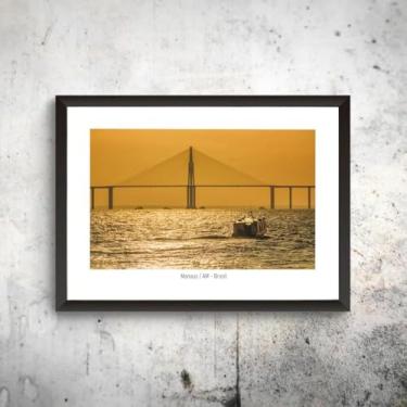 Imagem de Quadro Manaus Amazonas Decoração Cidade Ponte Moldura Foto