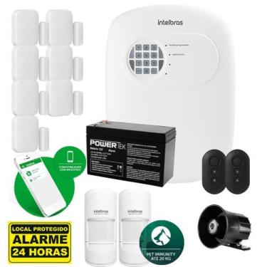Imagem de Kit Alarme Intelbras C/ Sensores Sf 7 Xas E 2 Ivp 4101 Pet
