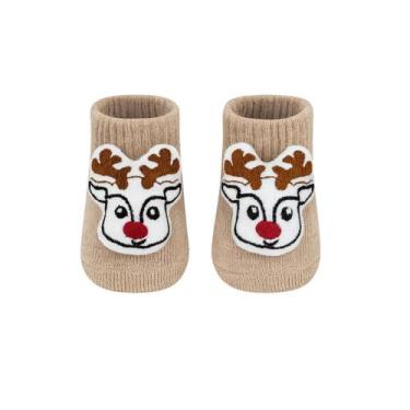 Imagem de Meia Para Bebê Pantufa 3d 0 a 6 Meses Unissex Especial Natal Encantado