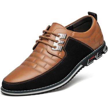 Imagem de Sapato social masculino de couro premium, confortável, casual, Oxford, moderno, mocassim macio, para escritório, trabalho, caminhada, dirigir, Marrom claro, 40