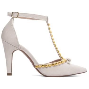 Imagem de SAPATO SCARPIN FEMININO TORRICELLA OFF WHITE APLIQUE DE PÉROLA DOURADO NÚMERO 38