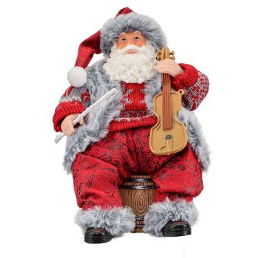 Imagem de Decoração Enfeite Natal Papai Noel Violinista Em Resina 23cm