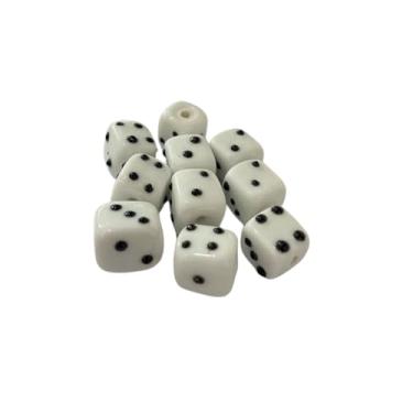 Imagem de Kit c/ 8 Firmas Dados 10 mm Branco e Preto Murano Guias