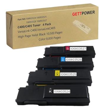 Imagem de GETTPOWER Conjunto de cartuchos de toner Versalink C400 C405, alto rendimento, compatível com impressoras Xerox VersaLink C400 C405 C400N C405N C400DN C405DN, inclui 106R03524 106R03525 106R03526