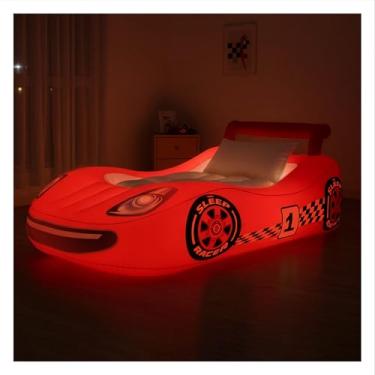 Imagem de Air Candy Sleep Racer Comfy Cruiser — Cama inflável de carro com LED iluminado vermelho para crianças de 2 a 6 anos