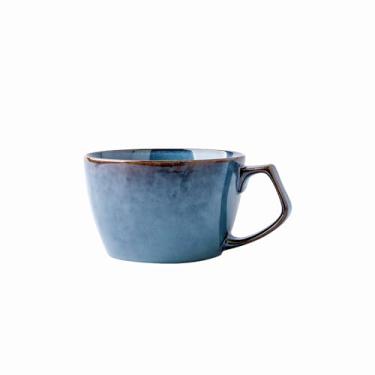 Imagem de WF Caneca de café grande de cerâmica, tigela de cereais e sopa, tigela de sopa grande com alça, lavável na lava-louças e no micro-ondas, 650 ml (azul)