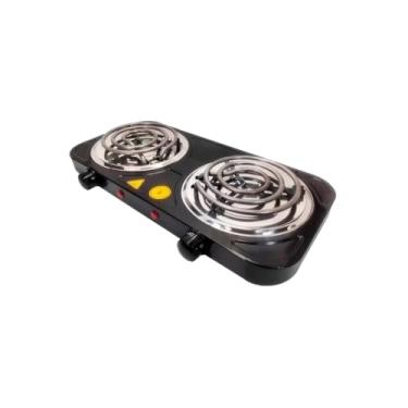 Imagem de Fogão Elétrico Portátil 2 Bocas, Metal e Plástico, Preto, 2000W, 220V, Controles Individuais de Temperatura, Ideal para Apartamentos e Camping