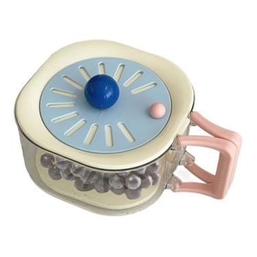 Imagem de Rrlihjgu Recipiente para coador de frutas com tampa | Recipiente para coador de frutas - Alça dobrável 2 em 1, armazenamento de geladeira para piquenique ao ar livre, apartamento, geladeira, pia de