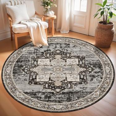 Imagem de RUUGME Tapete redondo: Lavável à máquina resistente a manchas 5 tapetes redondos para sala de estar, tapetes antiderrapantes de pelo baixo para sala de jantar, tapete de chão ultra fino macio para