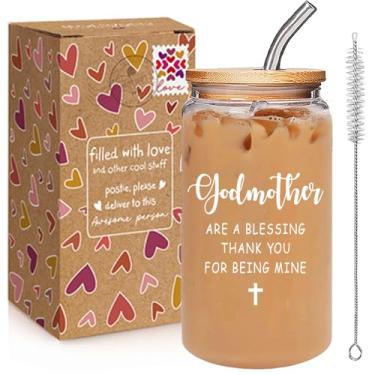 Imagem de Godmother Gifts from Godchild - Thank You for Being Mine Copo de café de 340 g Presente de pedido de madrinha, presente de aniversário de batismo, Natal, Dia das Mães para madrinhas, promovido a