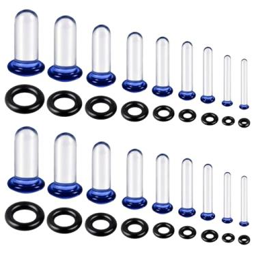Imagem de WINSENET Kit de alongamento de orelha de vidro 1,6 a 7 mm plugues para medidores de orelhas com anéis de borracha, kit de alongamento de orelha de vidro alargador de orelha para mulheres e homens