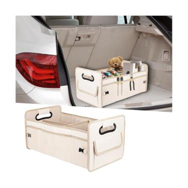 Imagem de FALVFUN Organizador de porta-malas para carro, multicompartimentos, dobrável, caixa de armazenamento de carga com alças, fivelas, acessórios de organização automotiva à prova d'água, ajuste universal