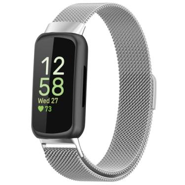 Imagem de PANDA BOBO Pulseira Magnética Ajustável para Fitbit Inspire 3 e Masculina, Pulseira de Metal de Aço Inoxidável Compatível com Fitbit Inspire 3 Fitness Tracker (Prata)