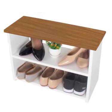 Imagem de Sapateira Hall de Entrada, Sapateira Banco para Hall de Entrada, 55x33x25cm(Branco/Freijó)