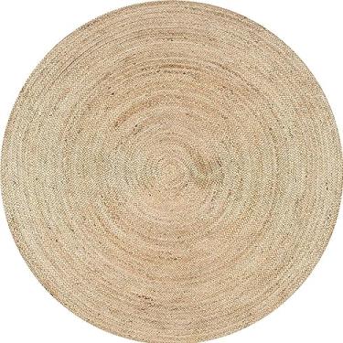 Imagem de EXPORT PROFILE Tapete redondo de juta natural trançado à mão, 60 cm - Tapetes de juta boho reversíveis tecidos à mão - Tapetes ecológicos para quarto, cozinha, sala de estar, casa de fazenda (natural
