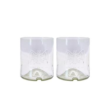 Imagem de IWAS Copos de bebida Bacardi curtos transparentes Upcycled | 200 ml | 200 ml | Conjunto de 2 | Copos sustentáveis de água e coquetel para casa | Ecológico