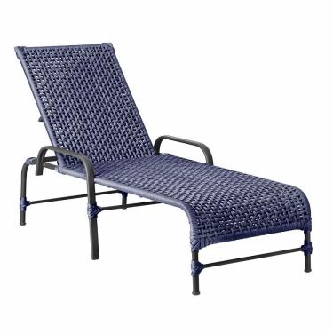 Imagem de Espreguiçadeira Catar Corda Náutica Jardim Piscina Alumínio Azul