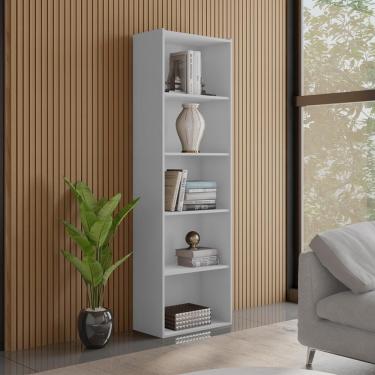 Imagem de Estante Livreiro 4 Prateleiras 185x60 Cm Luiza Branco Reajl Moveis Branco