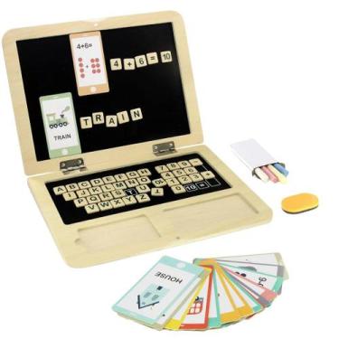 Imagem de Notebook de Madeira Brinquedo Educativo pra Bebês e Crianças Pequenas 