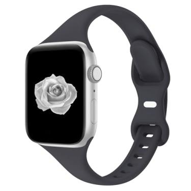 Imagem de Pulseira esportiva fina compatível com Apple Watch de 40 mm, 38 mm, 44 mm, 45 mm, 42 mm, 41 mm, 46 mm e 49 mm para séries Ultra/11/10/9/8/7/6/5/4/3, leve e confortável para mulheres e homens (Midnight