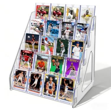 Imagem de Suporte de exibição de cartão colecionável, prateleira de acrílico para exibição de cartão PSA, design fácil de encaixar, 5 níveis