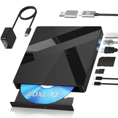Imagem de Drives Blu ray externos, gravador Bluray de 40 Gbps com porta HDMI/LAN, gravador externo Bluray suporta disco de 100 G R/W Blueray/DVD externo para PC, Windows, Linux, MacOS
