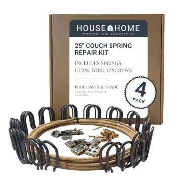 Imagem de House2Home Kit de reparo de mola de sofá de 63,5 cm para consertar o suporte de sofá para almofadas caídas - inclui 4 pacotes de molas, clipes de mola de estofamento, fio de suspensão da mola do