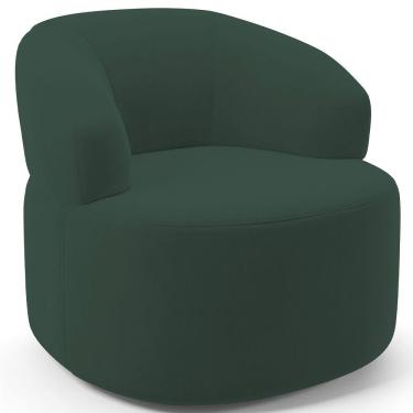 Imagem de Poltrona Giratória Orgânica Para Sala de Estar Living Helena L02 Suede Verde Musgo - Lyam Decor