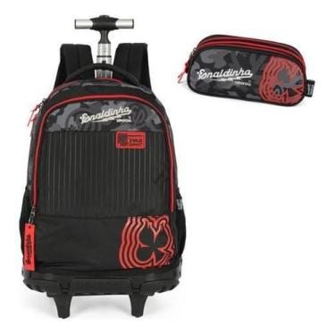 Imagem de Kit Mochila Rodinhas Estojo Triplo Up4You Enaldinho Original - Luxcel