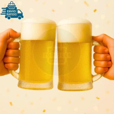 Imagem de Kit 2 Canecas De Vidro 390ml Para Chopp Cerveja Drinks Refrigerante Su