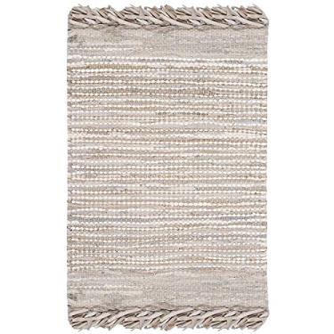 Imagem de Safavieh Vintage Leather Collection VTL373B Tapete de realce de couro boho feito à mão com franjas, 6 x 10 cm, bege/multi