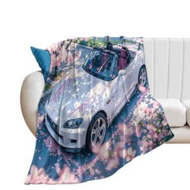 Imagem de HouLaiZhe Cobertor super macio de flanela JDM carro S2000 conversível flores de cerejeira cobertores leves refrescantes para sofá-cama, cadeira, sofá, carro, viagem ao ar livre, leve, quente, 178 x