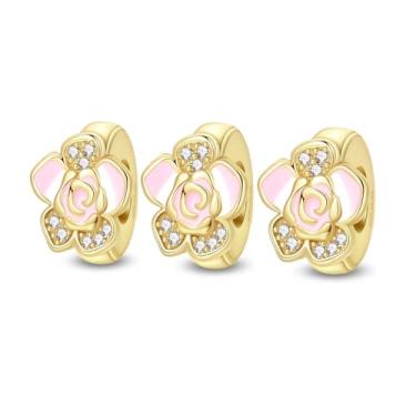 Imagem de QIKAOLA Pingentes com clipe dourado para pulseiras Pandora, espaçadores, berloques, joias, presente para mulheres, Zircônia cúbica, Zircônia cúbica