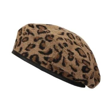 Imagem de Boina Feminina Com Estampa De Leopardo, Chapéu Retrô Estilo Pintor Jap