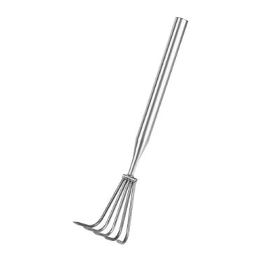 Imagem de Stgfyxgs Ancinho de Mão com Garras, Ancinho Portátil em aço Inoxidável, Cultivador Compacto E Versátil para Capinar Praias E para Jardinagem, 5 Dentes, Tamanho real