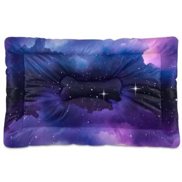 Imagem de Wassud Cama de cachorro com céu noturno com nuvens ao ar livre para cães pequenos, lavável, impermeável, para viagem, para animais de estimação, cama portátil para gatos com fundo antiderrapante para