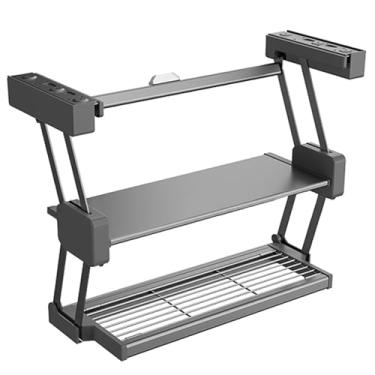 Imagem de Organizador de prateleira de puxar para baixo, cesta de armazenamento suspensa de metal, rack de armazenamento dobrável, organizador de prateleira para baixo, organizador de especiarias com economia