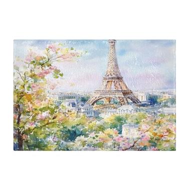 Imagem de Burbuja Tapete de banheiro Cityscape Torre Eiffel, tapete de banheiro absorvente extra macio com suporte antiderrapante para banheiro, banheira e chuveiro, 40 x 61 cm