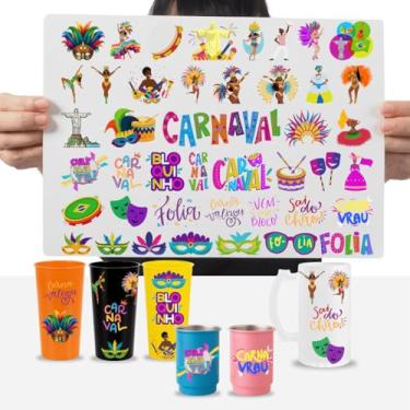 Imagem de Graviarte - Cartela Adesivos Carnaval Bloquinho Folia Festa Bloco DTF UV
