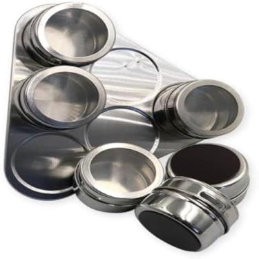 Imagem de Kit com 6 Porta Condimentos Inox Magnetico Triangulo