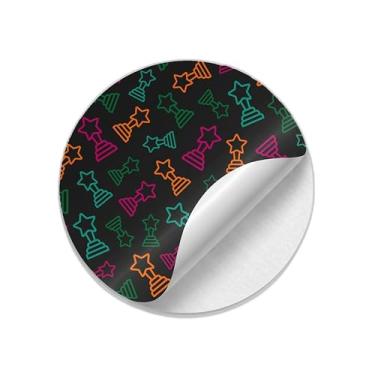 Imagem de Autocolantes Adesivos Redondos 25 Unidades Ano Novo Com Troféu Colorido - Tamanho 30x30cm