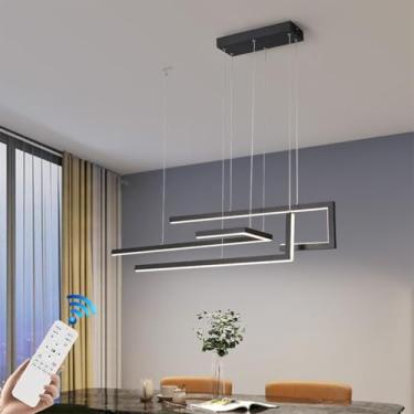 Imagem de Luminária pendente moderna com controle remoto, LED para mesa de jantar, lustre com luz LED dimerizável, altura ajustável de 150 cm, em alumínio, ideal para restaurantes, cozinhas, ilhas de