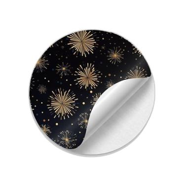 Imagem de Autocolantes Adesivos Redondos Ano Novo 25 Unidades com Estampa de Fogos de Artifício - Tamanho 50x50cm