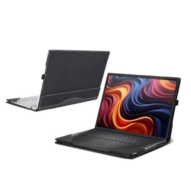 Imagem de Capa para laptop Dell 15 DC15250 DC15255 [não compatível com nenhum outro modelo], capa de bolso interno de couro PU 2 em 1 (cinza escuro)