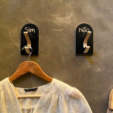 Imagem de 10 Ganchos Provador de loja Sim Não Capela Arco Preto Premium Boho